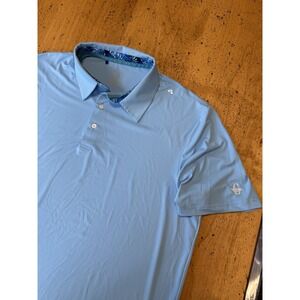 Scales Polo Shirt Mens Large Blue Offshore Core Performance Golf Stretch